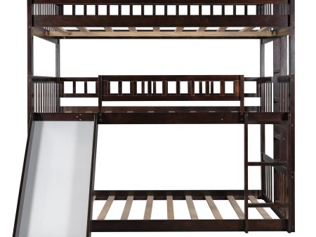 Espresso Full Over Full Over Full Contemporary Bunk Bed With Slide Online Hot Sale