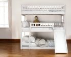 White Full Over Full Over Full Contemporary Bunk Bed With Slide Online Sale