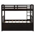 Twin over Twin Wood Bunk Bed Trundle Drawers Espresso Discount