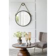 30  Black Fame Round Wall Hanging Accent Mirror with Rope Hot on Sale