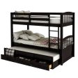 Twin over Twin Wood Bunk Bed Trundle Drawers Espresso Discount