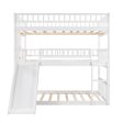 White Full Over Full Over Full Contemporary Bunk Bed With Slide Online Sale