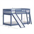 Blue Twin over Twin Solid Wood Bunk Bed With Slide and Ladder Sale