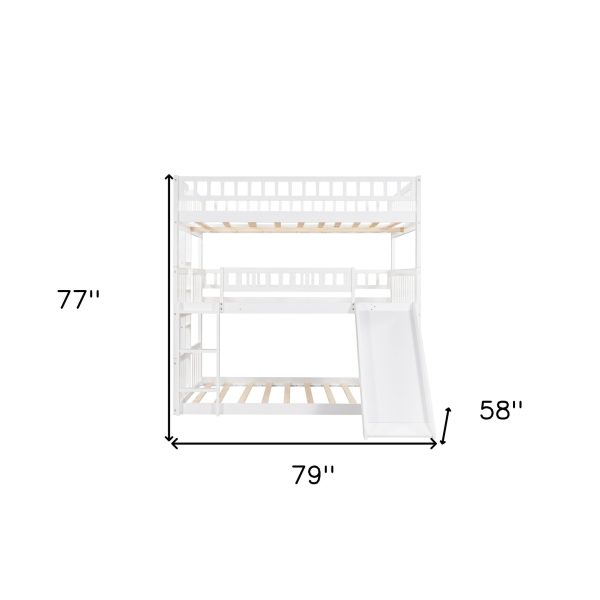 White Full Over Full Over Full Contemporary Bunk Bed With Slide Online Sale