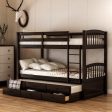 Twin over Twin Wood Bunk Bed Trundle Drawers Espresso Discount