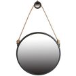 30  Black Fame Round Wall Hanging Accent Mirror with Rope Hot on Sale