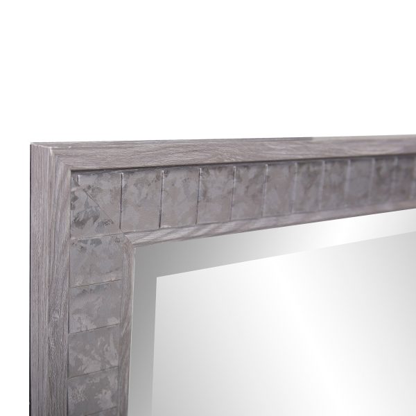 Warm Gray Faux Wood Rectangle Mirror For Sale