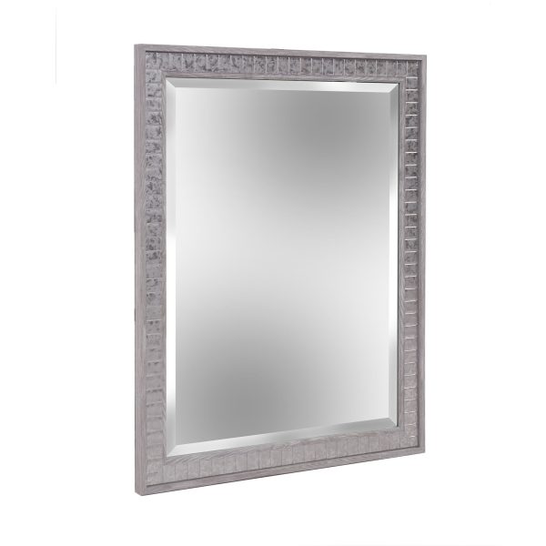 Warm Gray Faux Wood Rectangle Mirror For Sale