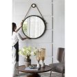 30  Black Fame Round Wall Hanging Accent Mirror with Rope Hot on Sale