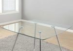 40  Clear And Silver Glass And Metal Pedestal Base Dining Table Fashion