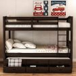 Twin over Twin Wood Bunk Bed Trundle Drawers Espresso Discount