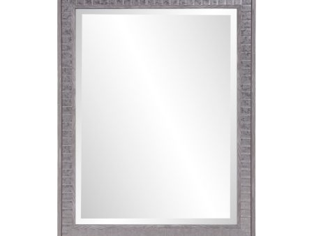 Warm Gray Faux Wood Rectangle Mirror For Sale