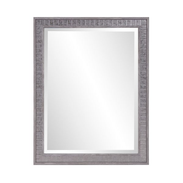 Warm Gray Faux Wood Rectangle Mirror For Sale