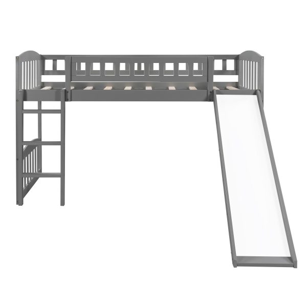 Gray Twin Traditional Manufactured Wood and Solid Wood Bunk Bed on Sale