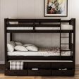 Twin over Twin Wood Bunk Bed Trundle Drawers Espresso Discount