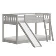 Gray Twin over Twin Solid Wood Bunk Bed With Slide and Ladder on Sale