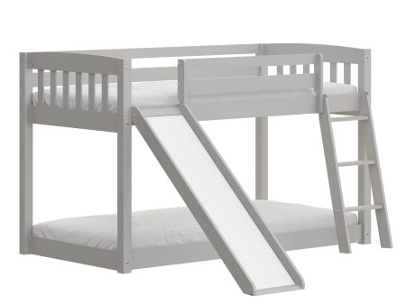 Gray Twin over Twin Solid Wood Bunk Bed With Slide and Ladder on Sale