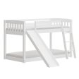 White Twin over Twin Solid Wood Bunk Bed With Slide and Ladder on Sale