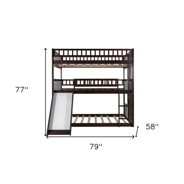 Espresso Full Over Full Over Full Contemporary Bunk Bed With Slide Online Hot Sale