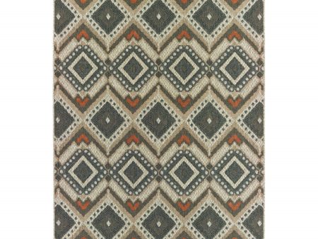 10  X 13  Gray Geometric Stain Resistant Indoor Outdoor Area Rug Cheap