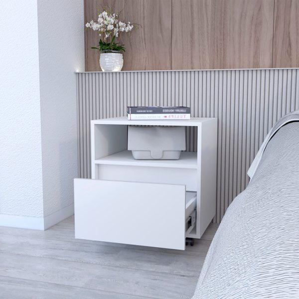 21  White One Drawer Nightstand With Integrated Tech Discount