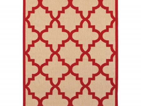 10  X 13  Red Geometric Stain Resistant Indoor Outdoor Area Rug For Cheap