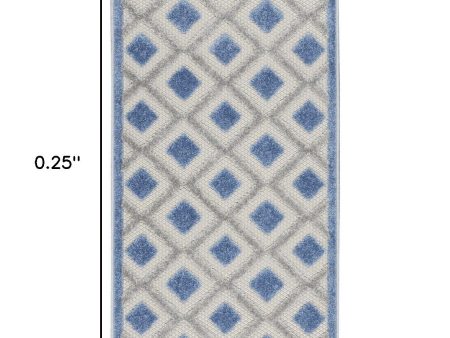 2  X 10  Blue And Grey Gingham Non Skid Indoor Outdoor Runner Rug Online