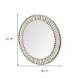 42  Round Gold Metal Frame Wall Mirror With White Wood Beads on Sale