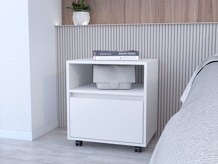 21  White One Drawer Nightstand With Integrated Tech Discount