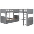 Gray Twin Size Bunk Bed with attached Loft Bed and Drawers Discount