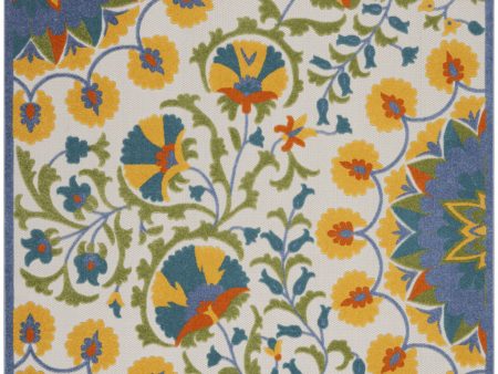 10  X 13  Blue Yellow And White Toile Non Skid Indoor Outdoor Area Rug Supply