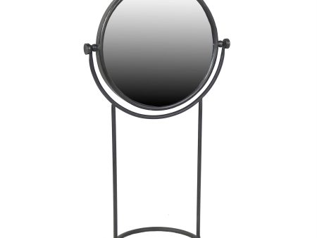 22  Black Round Framed Makeup Shaving Tabletop Mirror For Sale