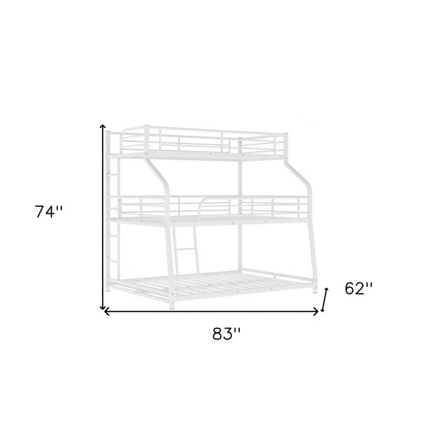 White Twin XL over Full XL over Queen Size Bunk Bed Fashion