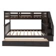 Brown Double Full Size Stairway Bunk Bed With Drawer Supply