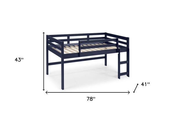 Twin Loft Bed Navy Blue Finish For Cheap