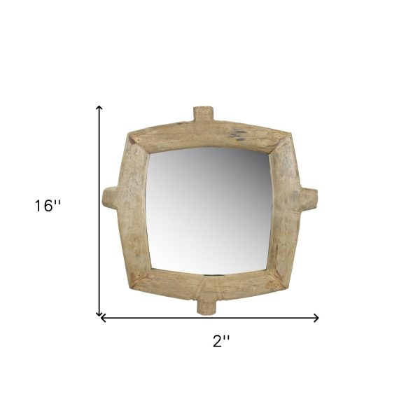 Natural Wooden Square Wall Mirror Discount