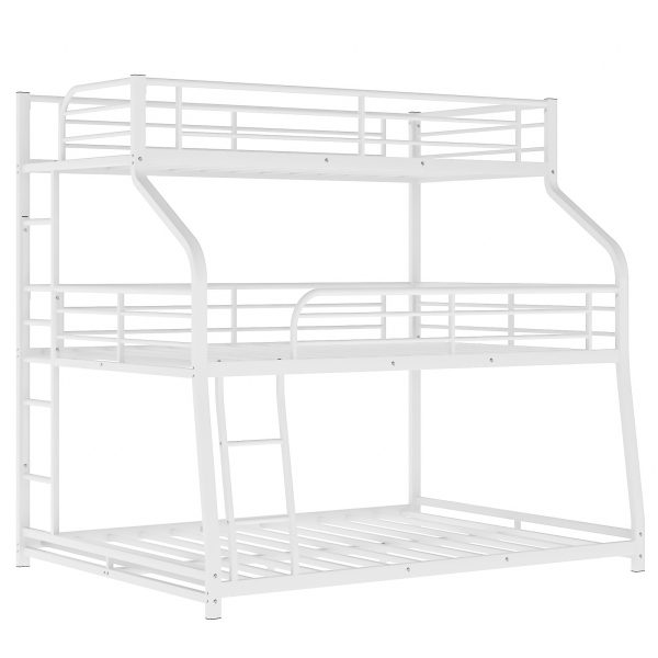 White Twin XL over Full XL over Queen Size Bunk Bed Fashion