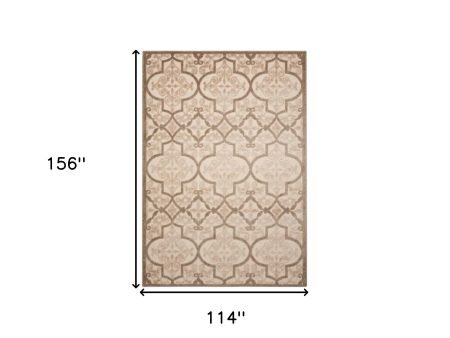 10  X 13  Cream Ikat Non Skid Indoor Outdoor Area Rug For Sale