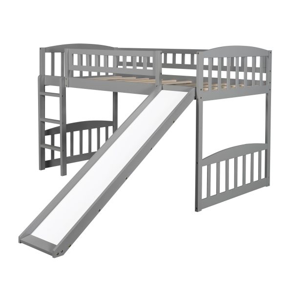 Gray Twin Traditional Manufactured Wood and Solid Wood Bunk Bed on Sale