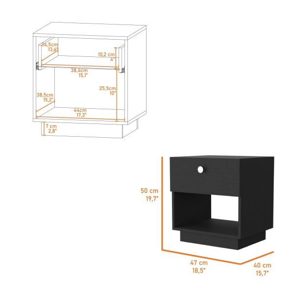 20  Black One Drawer Nightstand With Integrated Tech Online