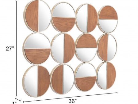 Set of Twelve Gold and Walnut Round Steel Framed Accent Mirror Fashion