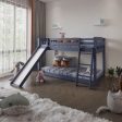 Blue Twin over Twin Solid Wood Bunk Bed With Slide and Ladder Sale