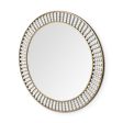 42  Round Gold Metal Frame Wall Mirror With White Wood Beads on Sale