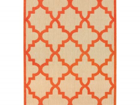 10  X 13  Orange Geometric Stain Resistant Indoor Outdoor Area Rug For Cheap