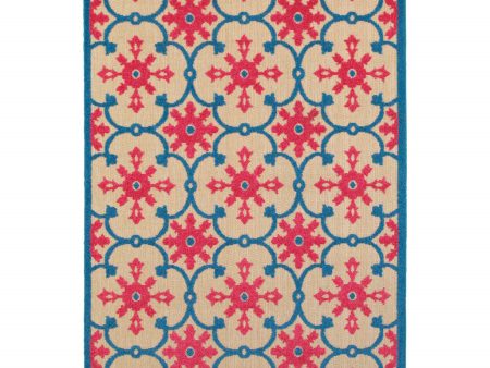 10  X 13  Blue and Beige Oriental Stain Resistant Indoor Outdoor Area Rug on Sale