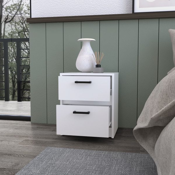 19  White Two Drawer Nightstand With Integrated Tech For Discount