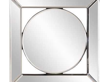 12  Round in Square Glass Framed Accent Mirror For Cheap