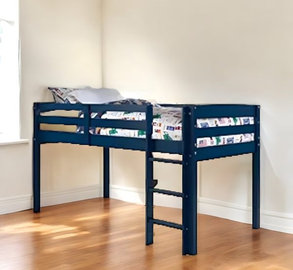 Twin Loft Bed Navy Blue Finish For Cheap