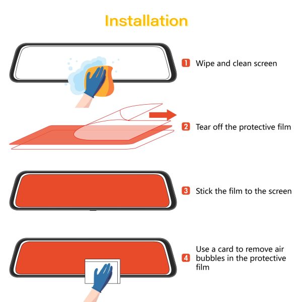 WOLFBOX - 12inch Anti-Glare Film for Rear View Mirror Camera Online now