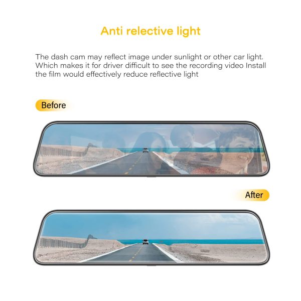 WOLFBOX - 12inch Anti-Glare Film for Rear View Mirror Camera Online now